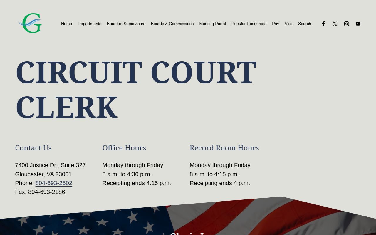 Gloucester County probate court records circuit court clerk office