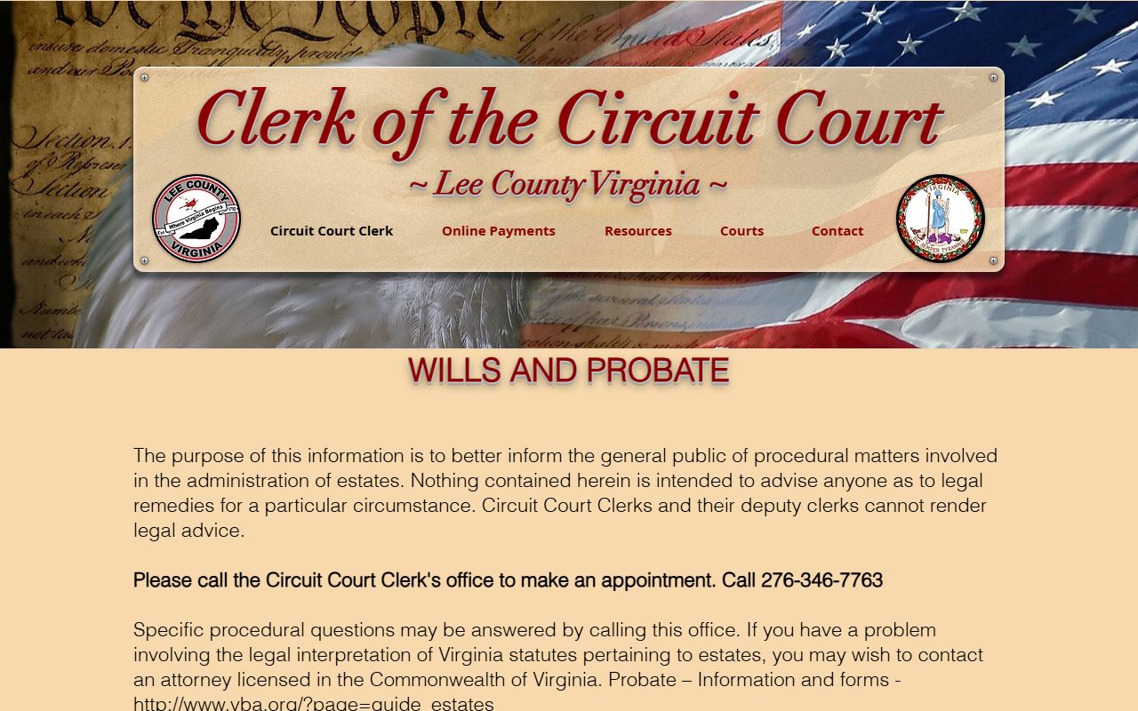 Lee County Circuit Court probate court records wills page