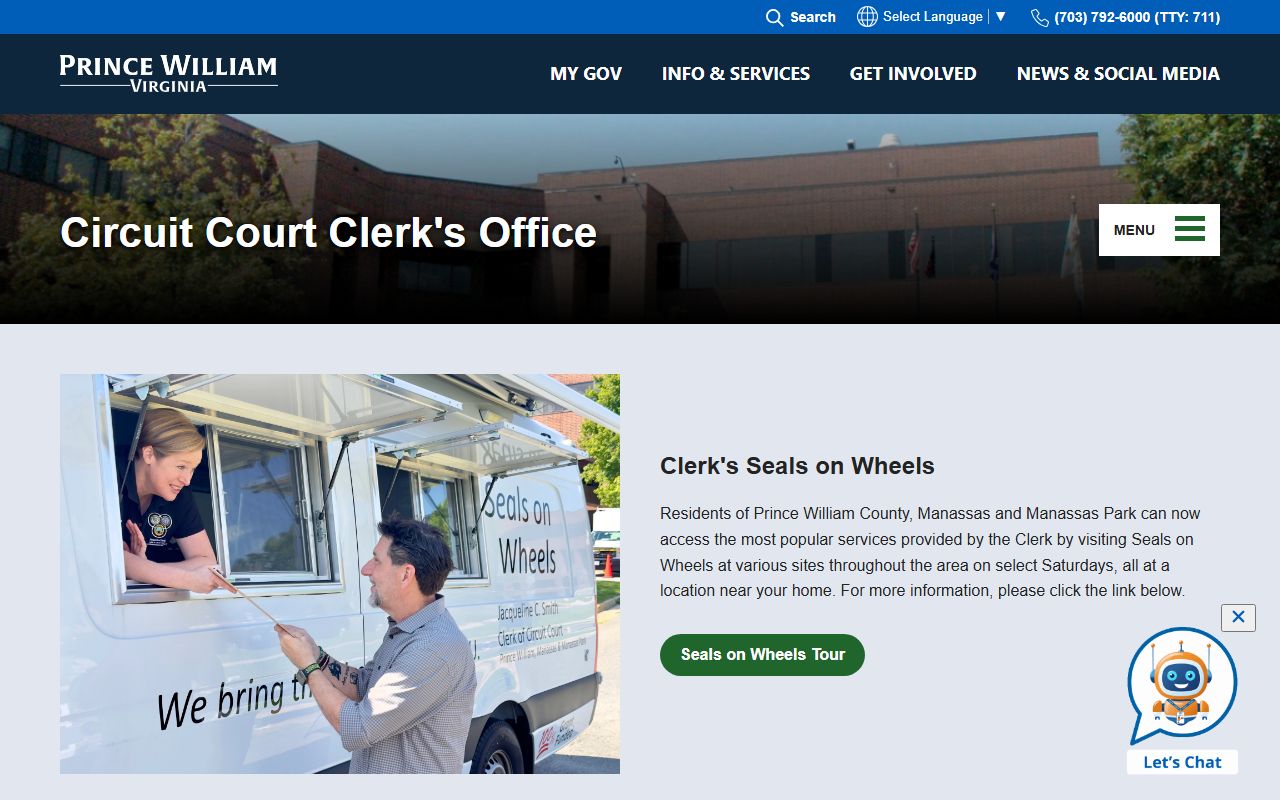 Prince William County Circuit Court probate court records main page