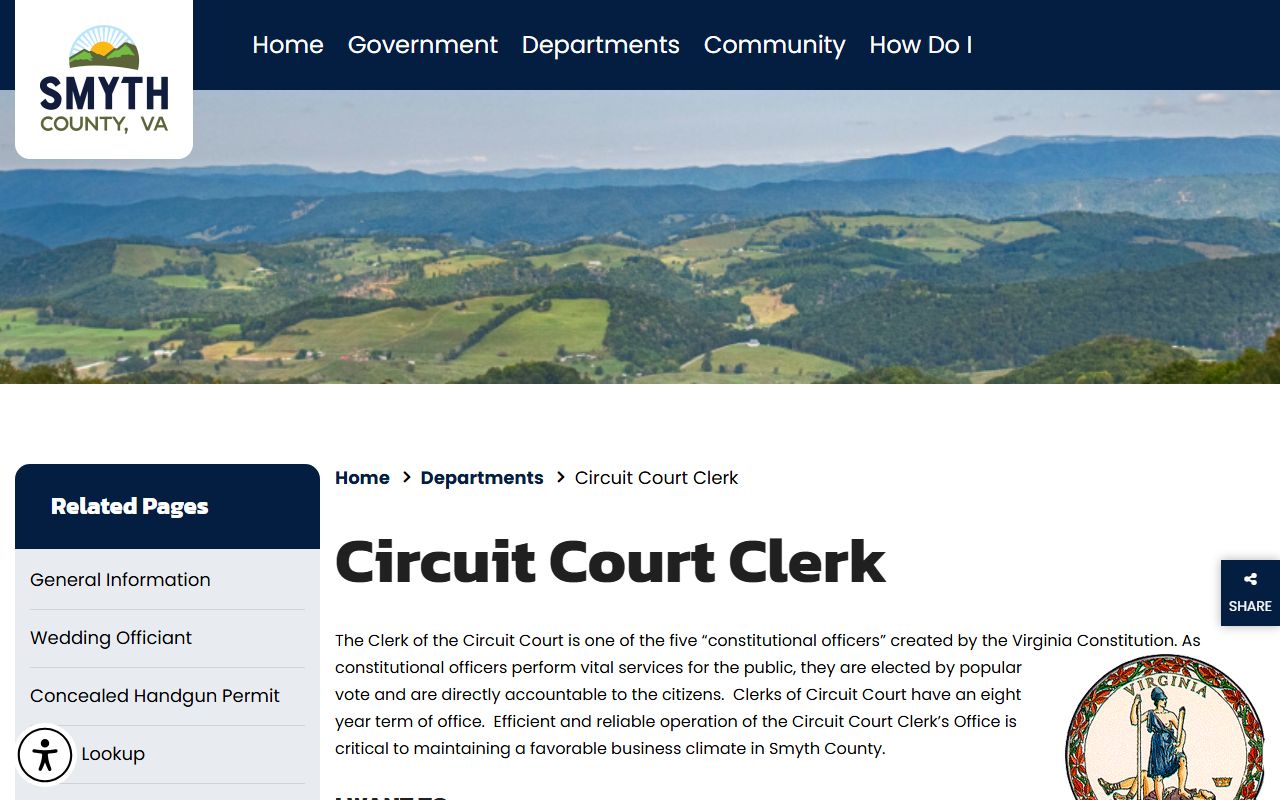 Smyth County Circuit Court Clerk official page