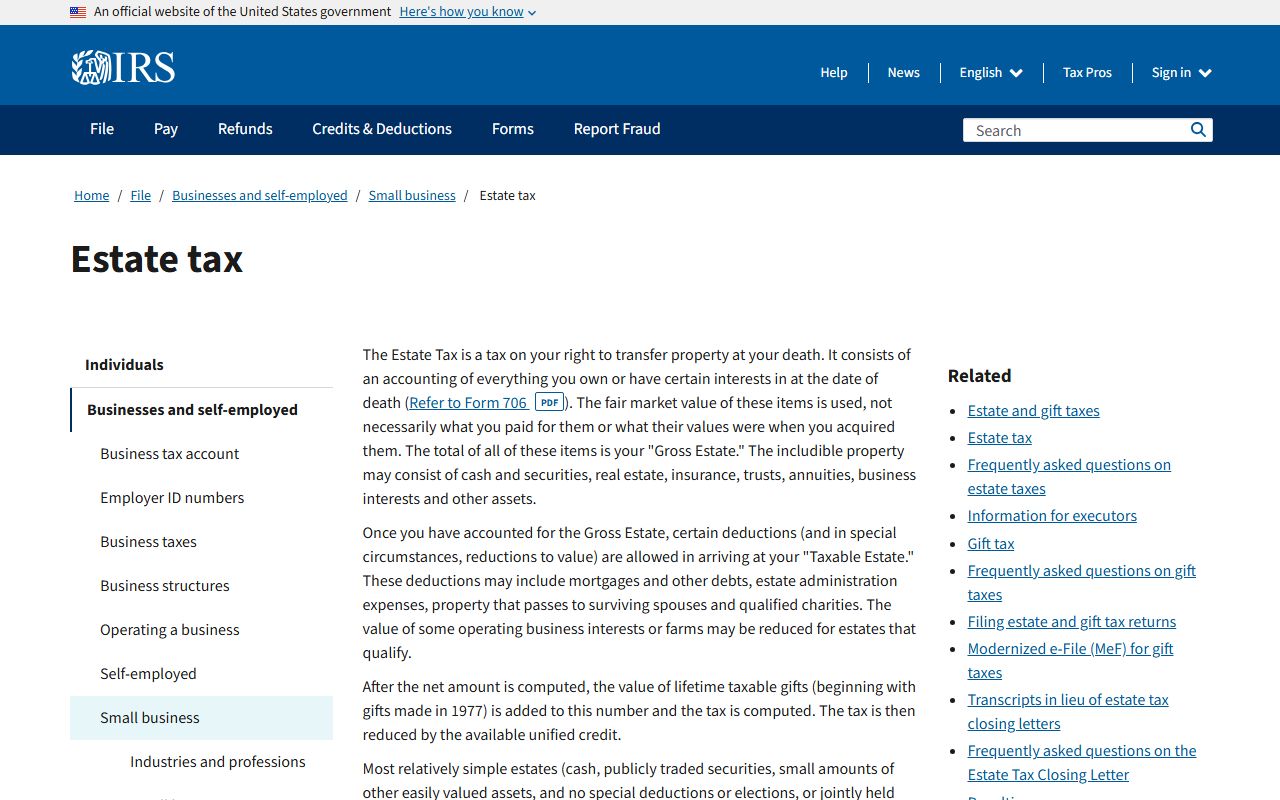 IRS estate tax information for Virginia probate court records